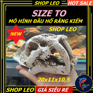 Mô hình đầu xương hổ răng kiếm - đầu khủng long - trang trí bể cá - hồ thủy sinh