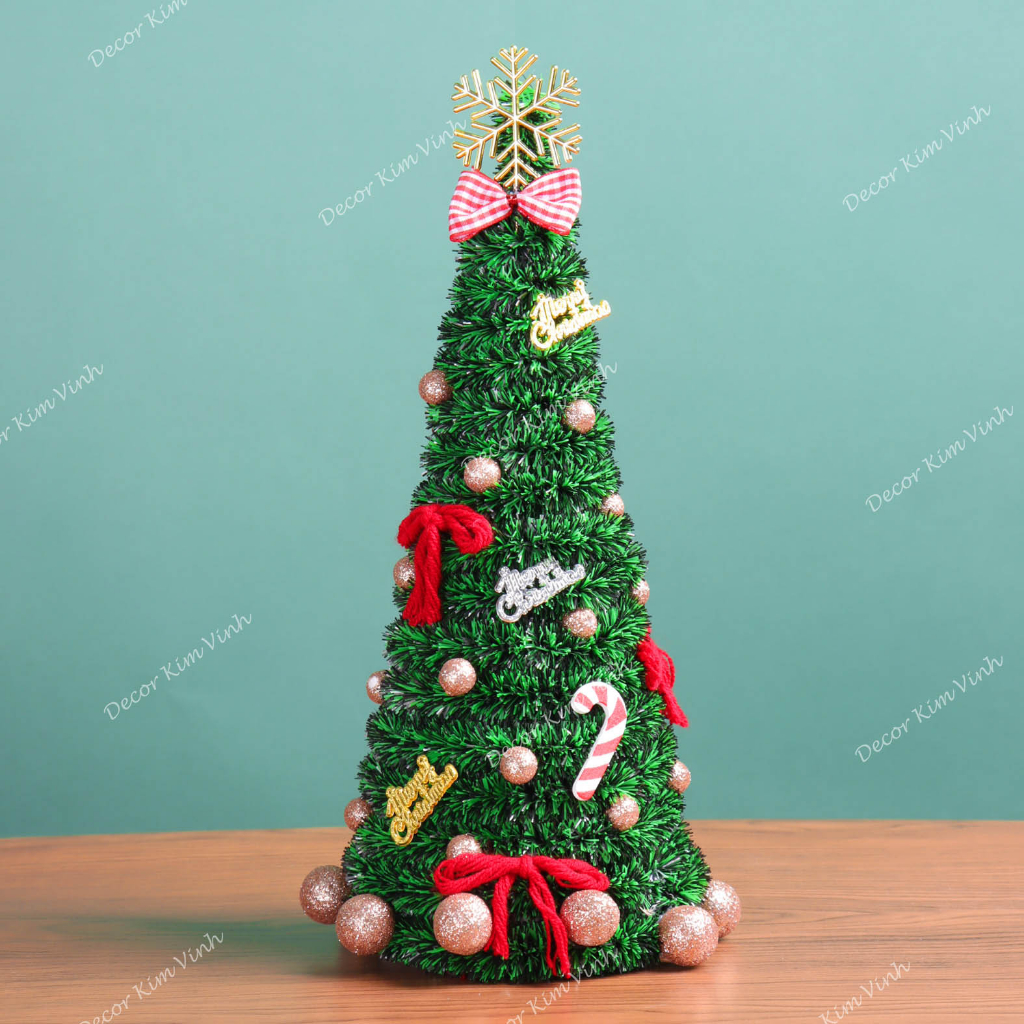Cây Thông Hình Tháp THAP04 Quả Vàng Đồng 30cm Trang Trí Giáng Sinh Cây Thông Noel