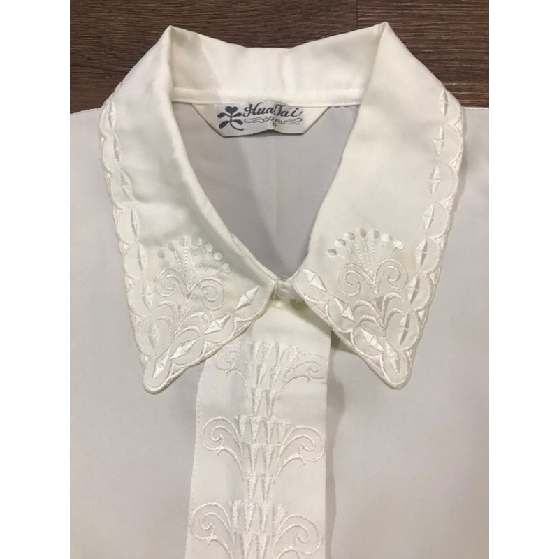 Áo sơmi chất voan cổ thêu kiểu vintage