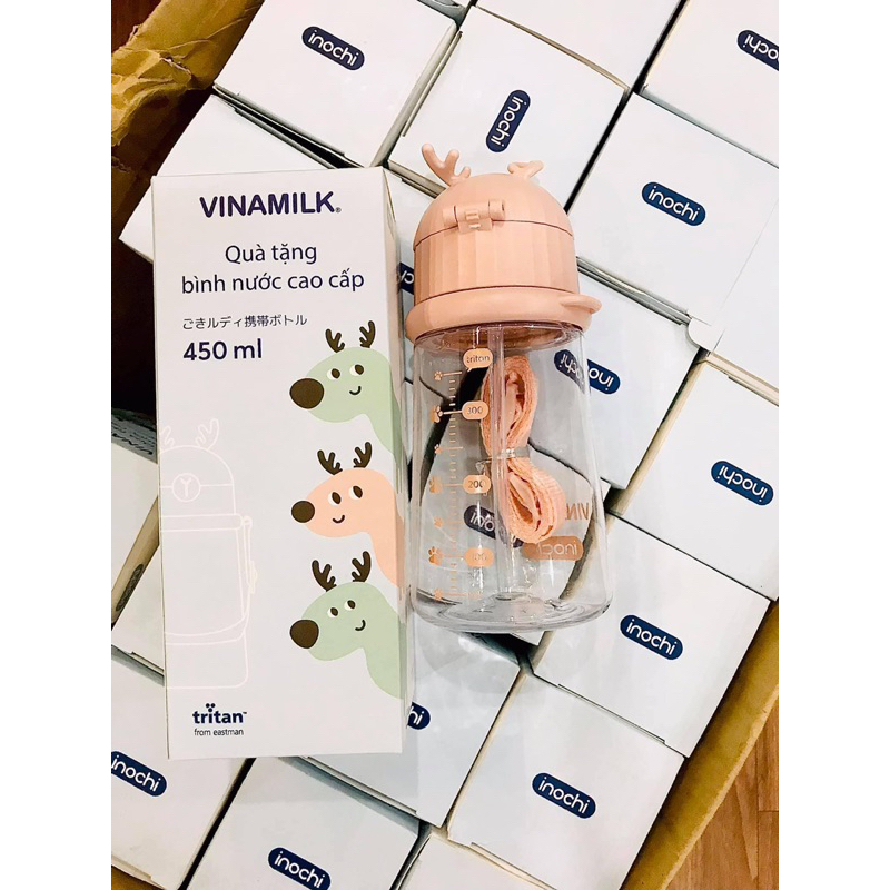 Bình Đựng Nước Bình Nước Goki Rudy 450ml dễ thương cho bé hàng Cao Cấp Chính Hãng Inochi Có Ống Hút