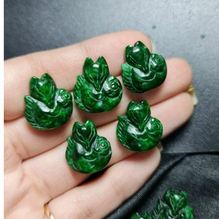 Hồ ly đá sơn thủy xanh lục