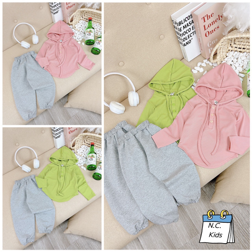 Bộ tăm mũ quần bom xám bé gái