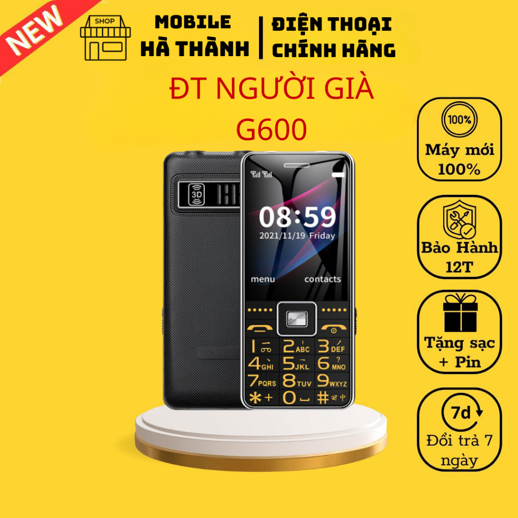 Điện thoại Người Già G600 Màn lớn 2.4 , Loa TO, Pin cực trâu - Full box Đầy Đủ