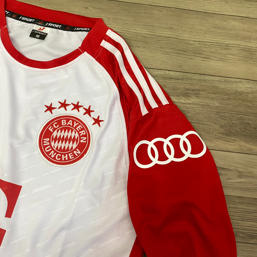 Bộ quần áo bóng đá Bayern trắng đỏ sân nhà DÀI TAY JP2024- FLG cup C1