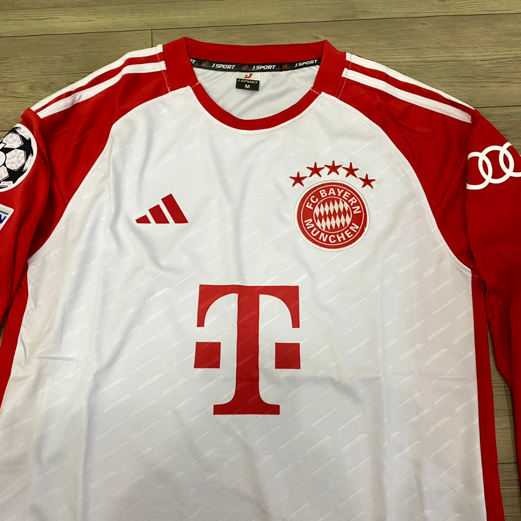 Bộ quần áo bóng đá Bayern trắng đỏ sân nhà DÀI TAY JP2024- FLG cup C1