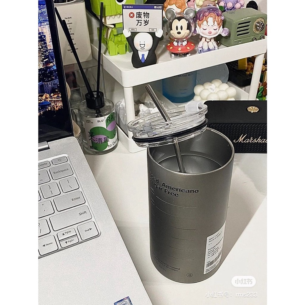 Ly Giữ Nhiệt Iced Americano Inox 304 Có Nắp Đậy Tặng Kèm Ống Hút, Ly cốc giữ nhiệt cute uống cà phê dùng văn phòng Hot
