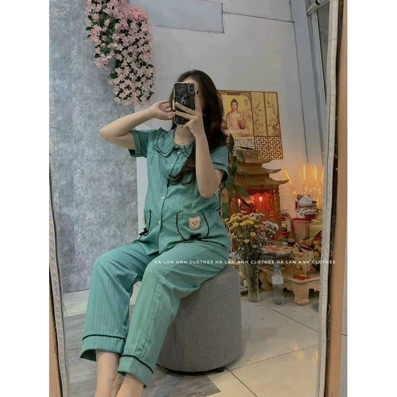 Bộ bầu-bộ sau sinh-ĐŨI GÂN ÁO CỘC QUẦN DÀI GẤU NƠ TÚI -4 MẦU