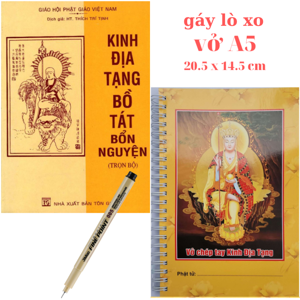 Combo Sách Kinh Địa Tạng Bồ Tát Bổn Nguyện  + Vở Chép Tay Kinh Địa Tạng + Bút Chép Kinh ngòi 0.2mm
