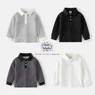 Áo Polo dài tay cho bé trai WAPYPY áo thun có cổ cho bé mẫu mới 2025