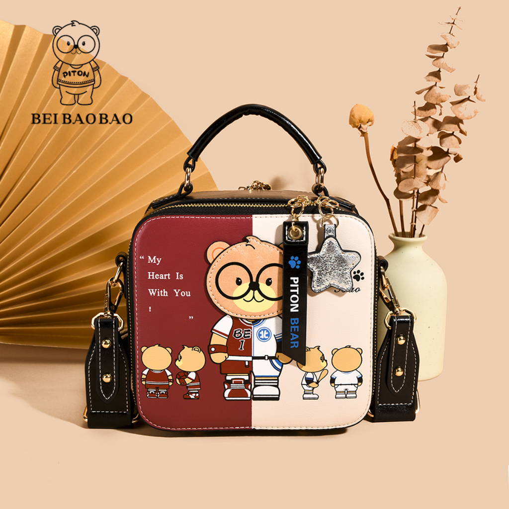 Túi nữ Cốp vuông Piton Bear trẻ trung năng Động size 20