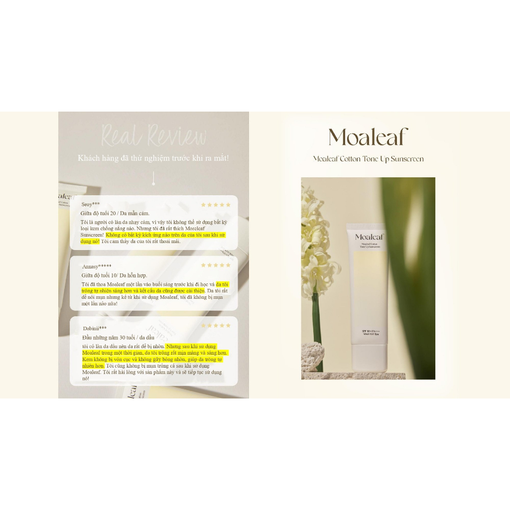 Kem Chống Nắng Nâng Tone Moaleaf - Hương Chất Group