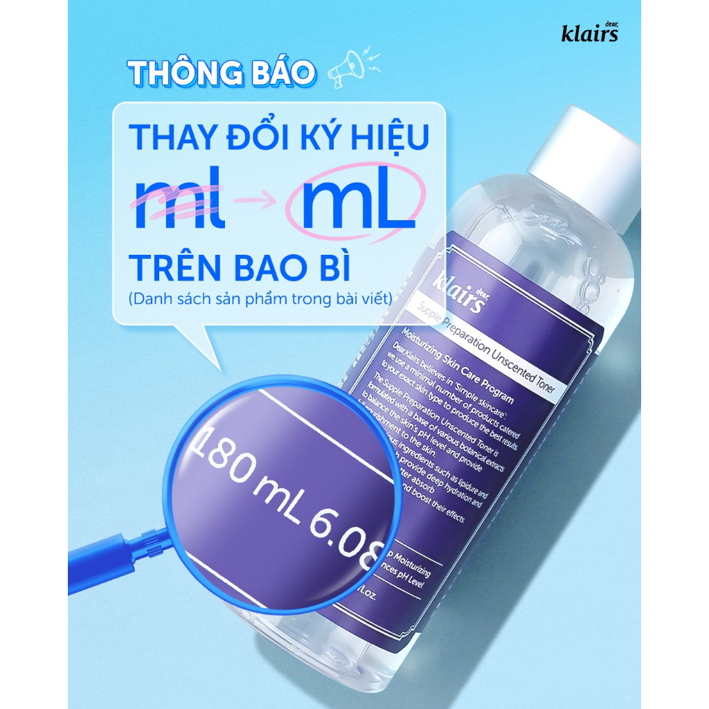 Nước hoa hồng Klairs Supple Preparation Toner 180ml