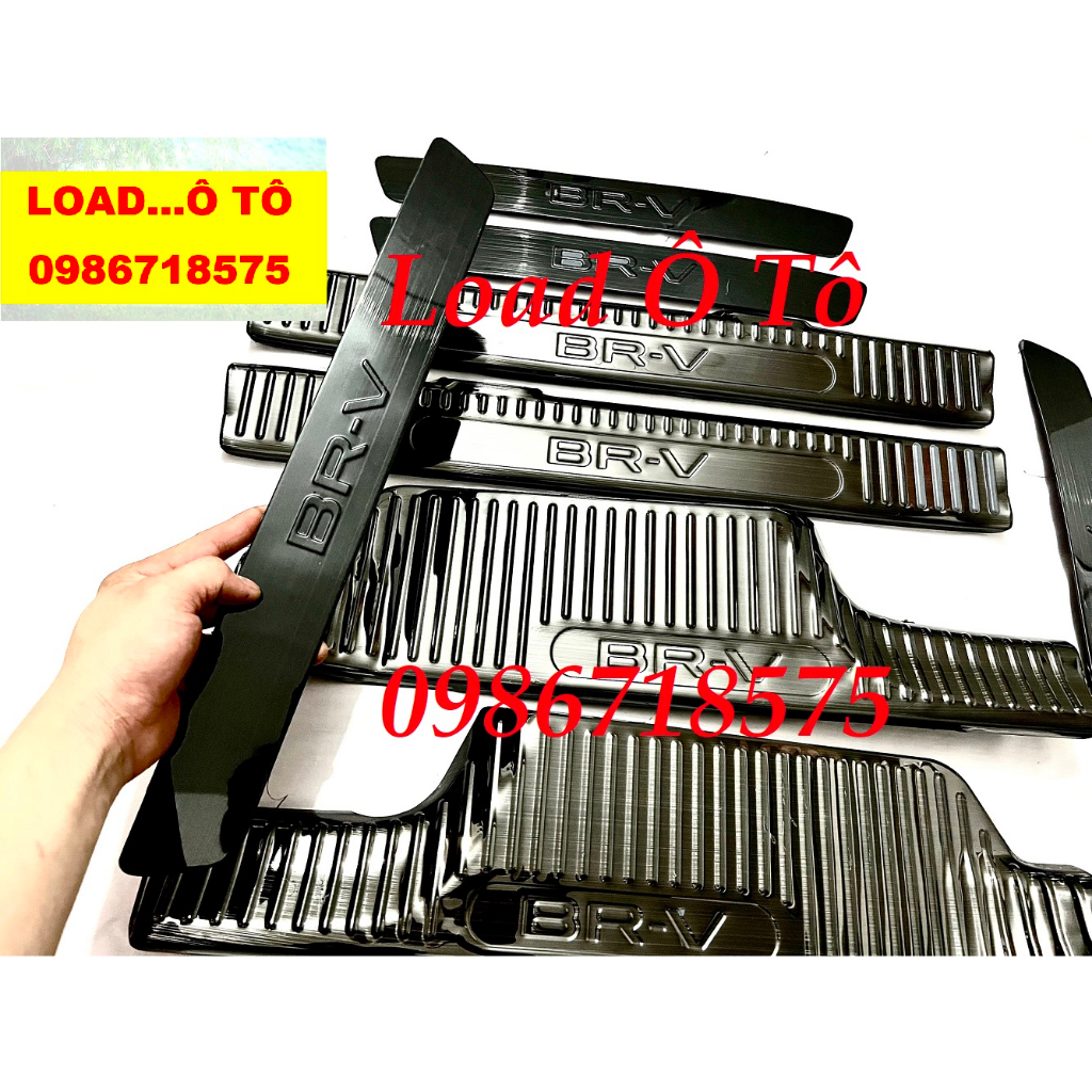 Ốp Bậc Cửa, Nẹp Bước Chân Xe Honda BRV 2023-24 Mẫu Vân Titan Cao Cấp, Bộ Sẵn Keo Dán 3M