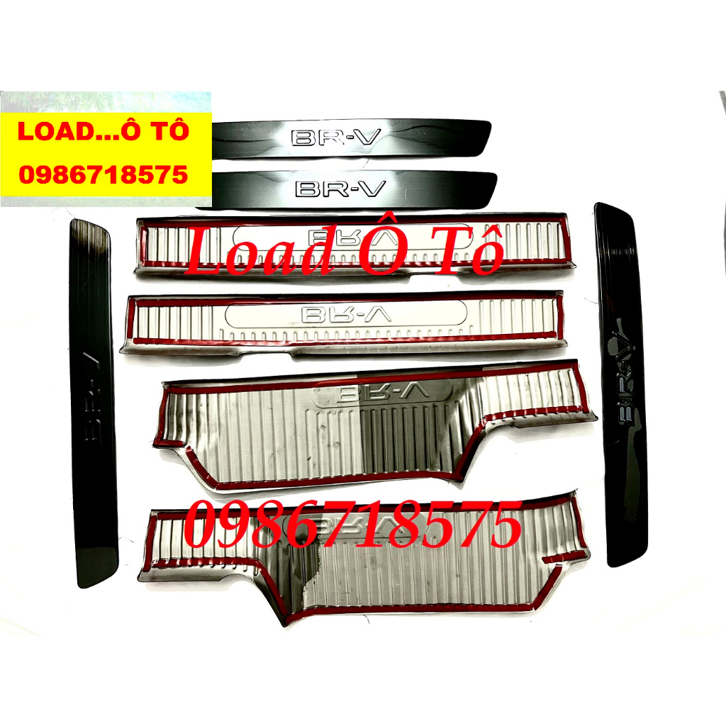 Ốp Bậc Cửa, Nẹp Bước Chân Xe Honda BRV 2023-24 Mẫu Vân Titan Cao Cấp, Bộ Sẵn Keo Dán 3M