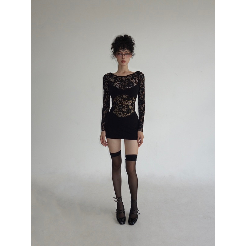 ZUKU DRESS HEALING | ĐẦM REN HOA TAY DÀI