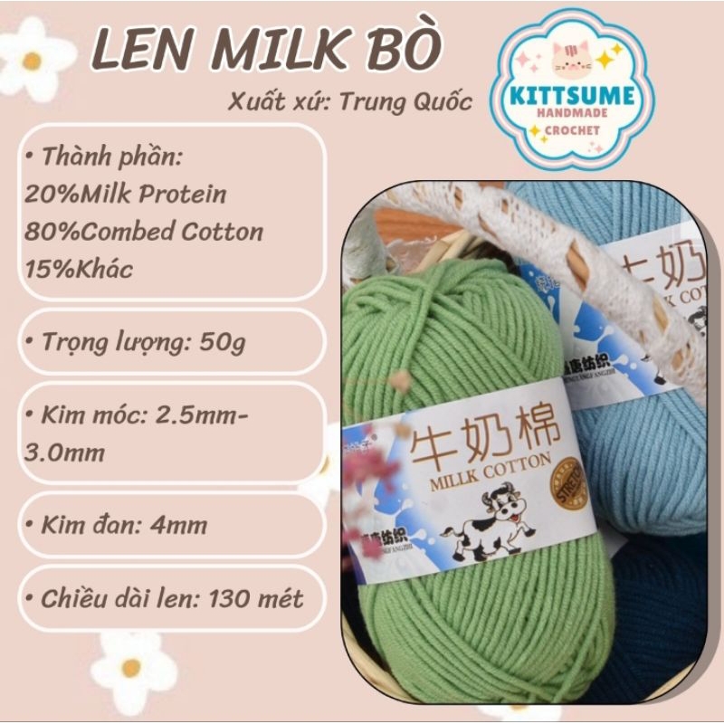 (Bảng màu 2) Len milk bò 50gr