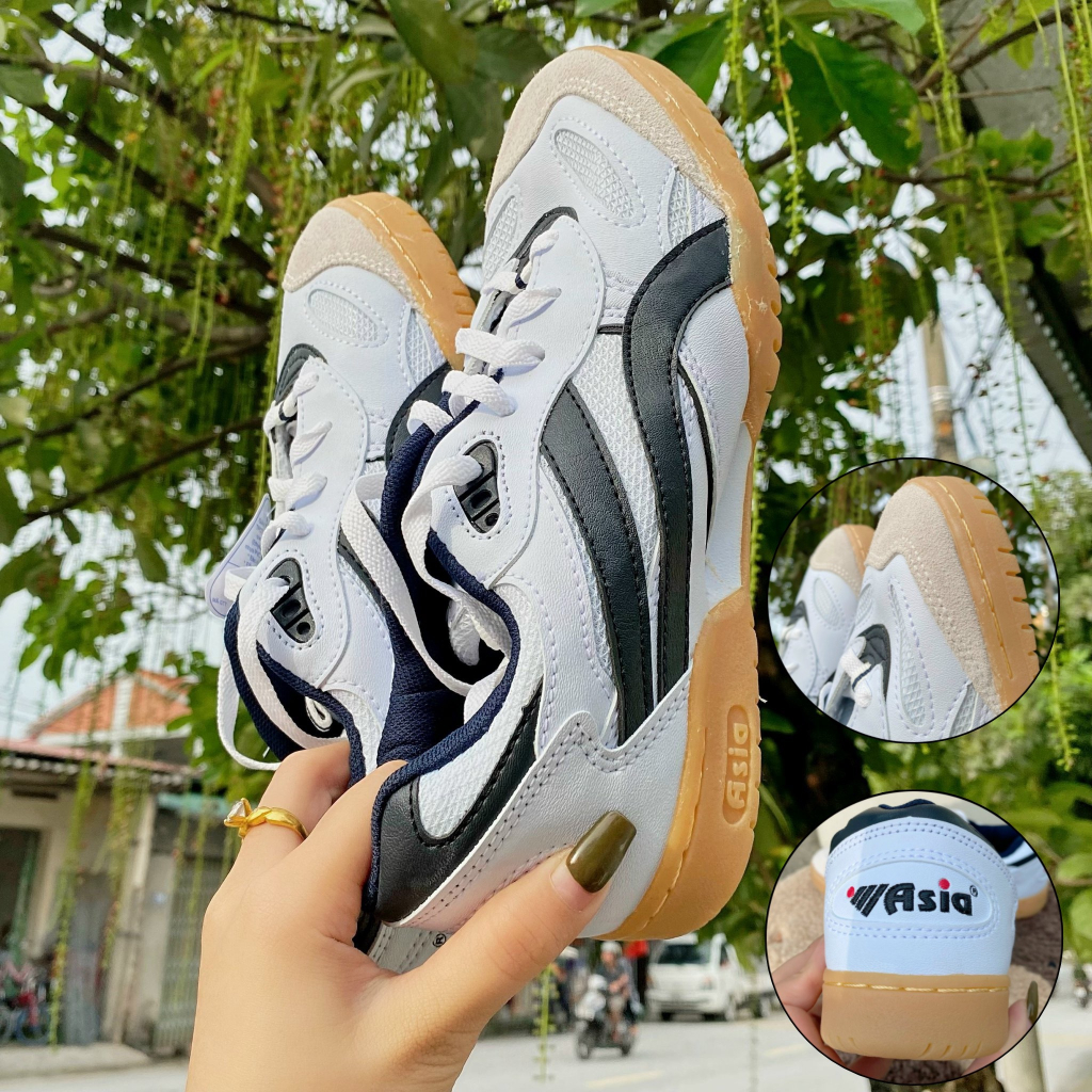 Giày thể thao asi đế  kép vàng cầu lông bóng chuyền