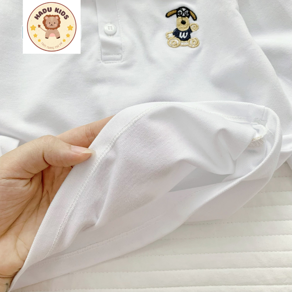 Áo dài tay cho bé, áo polo dài tay bé trai chất POLO xịn THÊU GẤU dễ thương, đường may đẹp - HADU KIDS 11 - 27kg