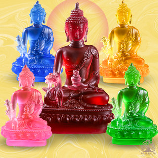 Tượng Phật Dược Sư 12 cm 19 cm, Tượng Composite Lưu Ly Đủ 7 Màu