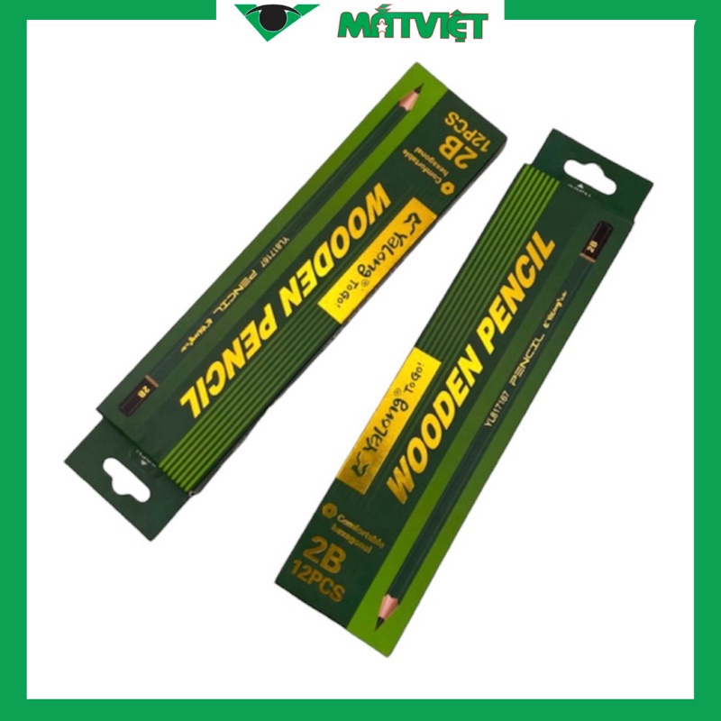 Hộp 12 Bút chì đen Yalong Green - loại 2B vẽ mỹ thuật, làm bài kiểm tra nhạy với máy chấm thi an toàn với người sử dụng