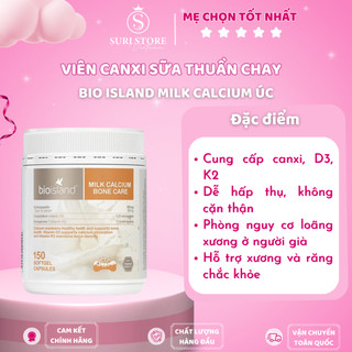 Viên uống BioIsland Milk Calcium Bone Care Úc bổ sung canxi - 150 viên