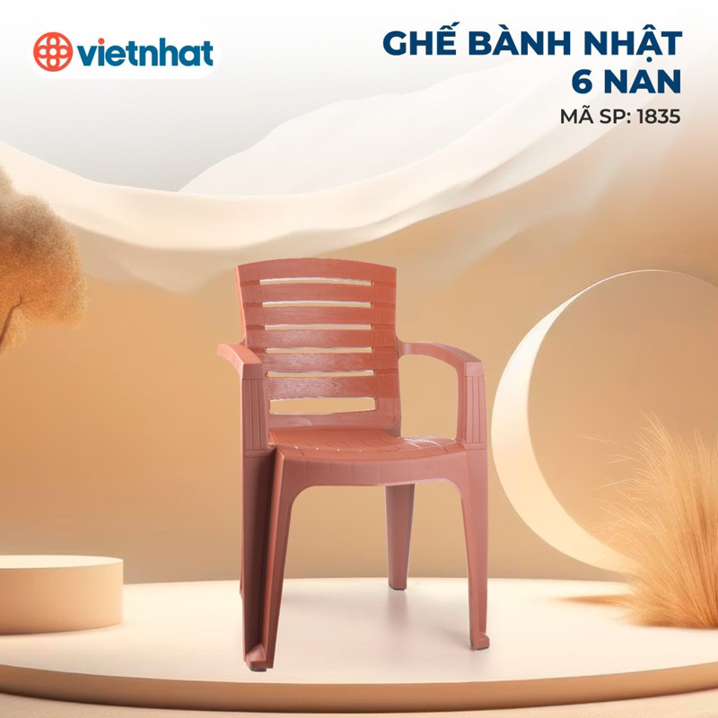 Ghế bành nhựa Việt Nhật dựa lớn sọc ngang cỡ đại có để tay-chân ghế cao 45cm, ngồi bàn cao 70cm 1835
