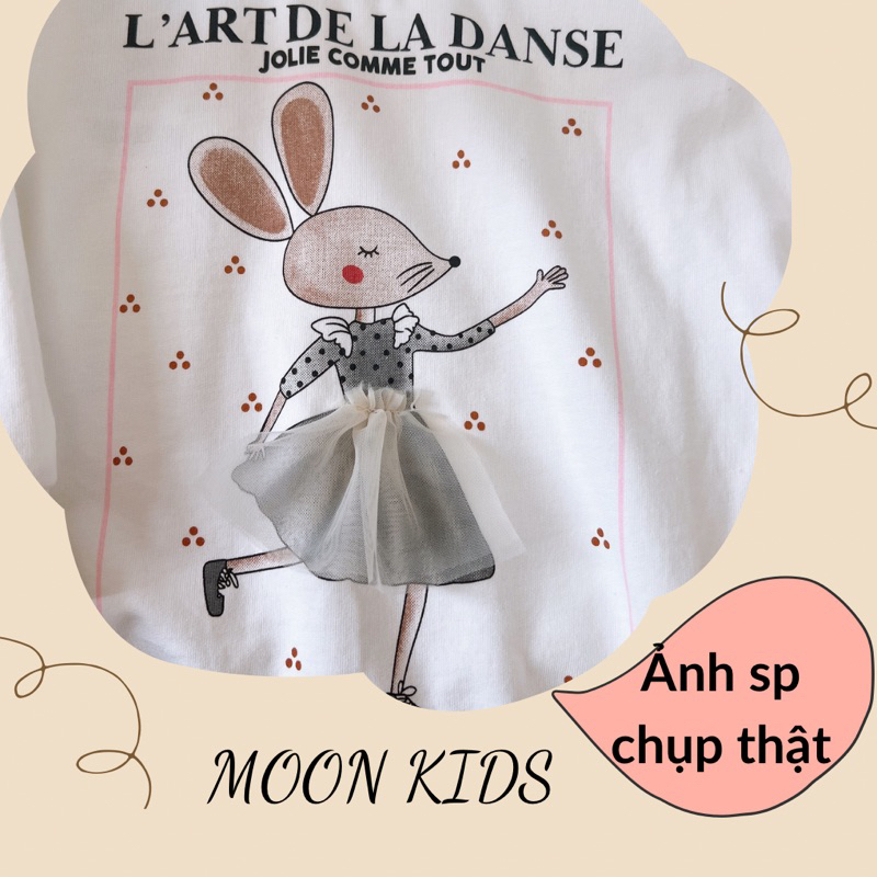 Áo nỉ bé gái Moonkids áo nỉ trắng thỏ hãng Little maven KHKD683