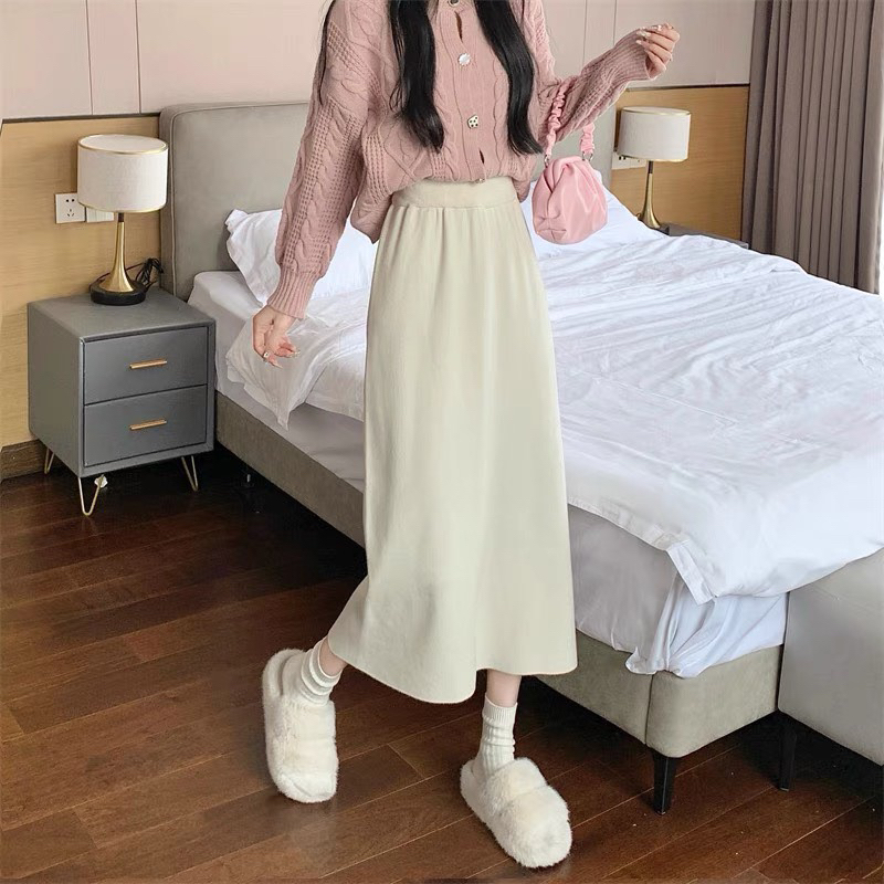 Chân váy tăm dáng dài basic