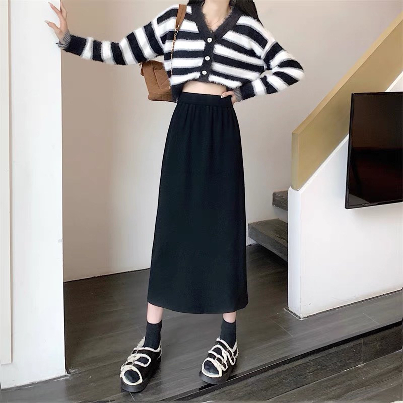 Chân váy tăm dáng dài basic