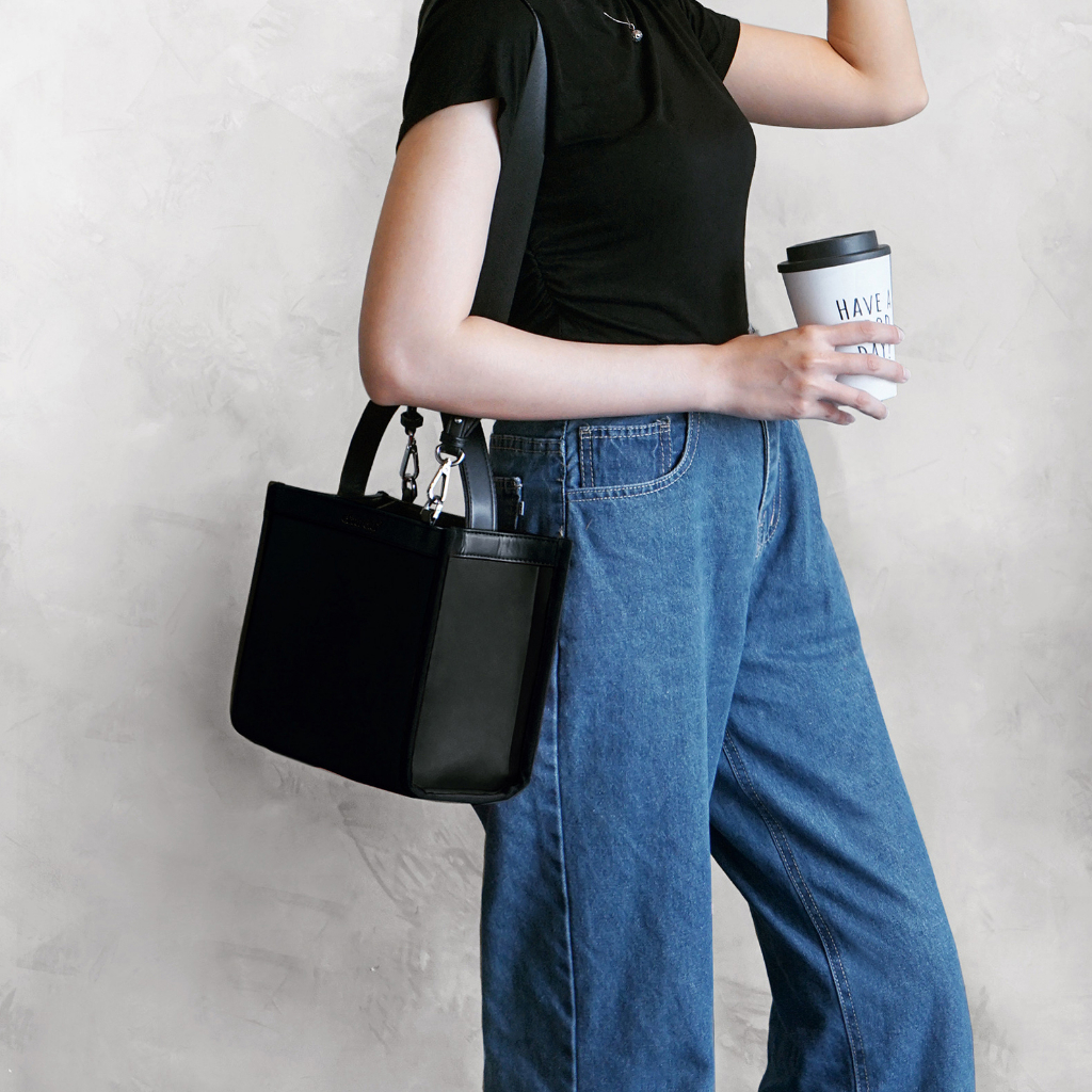 Túi Daily Canvas Quai Da Thời Trang Nam Nữ Chu Du - Màu Đen - Size Trung