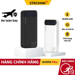 Pin sạc dự phòng 20000mah 2 output usb & 2 input micro type-c - hỗ trợ sạc nhanh techhigh