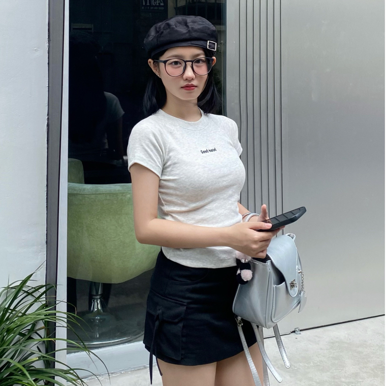 𝐁𝐚𝐛𝐲 𝐓𝐞𝐞 𝐆𝐨𝐨𝐝𝐦𝐨𝐨𝐝 SAPOCHE thun gân hình thêu dáng Y2k