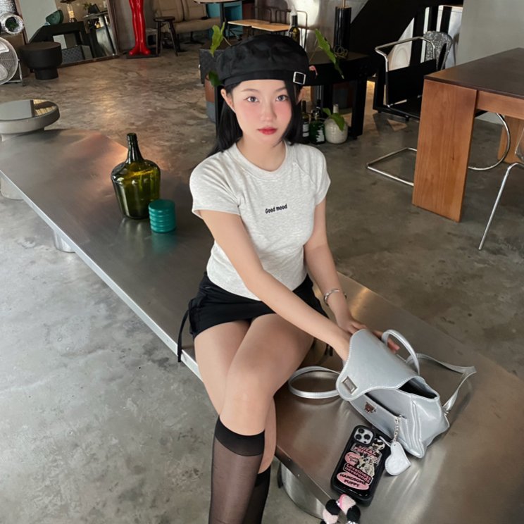 𝐁𝐚𝐛𝐲 𝐓𝐞𝐞 𝐆𝐨𝐨𝐝𝐦𝐨𝐨𝐝 SAPOCHE thun gân hình thêu dáng Y2k