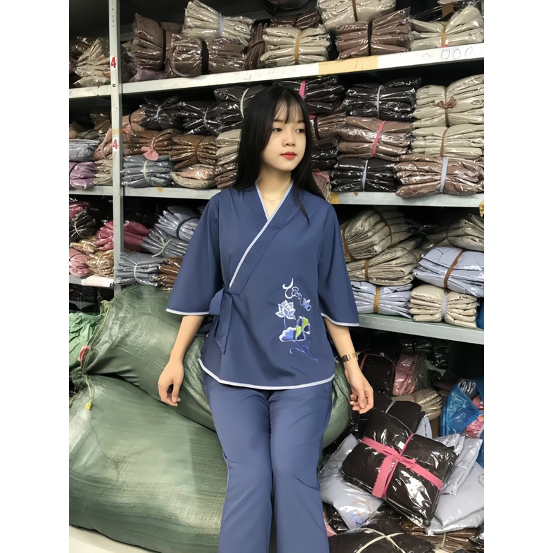 Mẫu Xéo Nơ Thêu Có Bigsize 85kg - Đồ Lam Đi Chùa Nữ