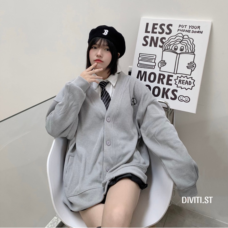 Áo cardigan thêu logo R 2822