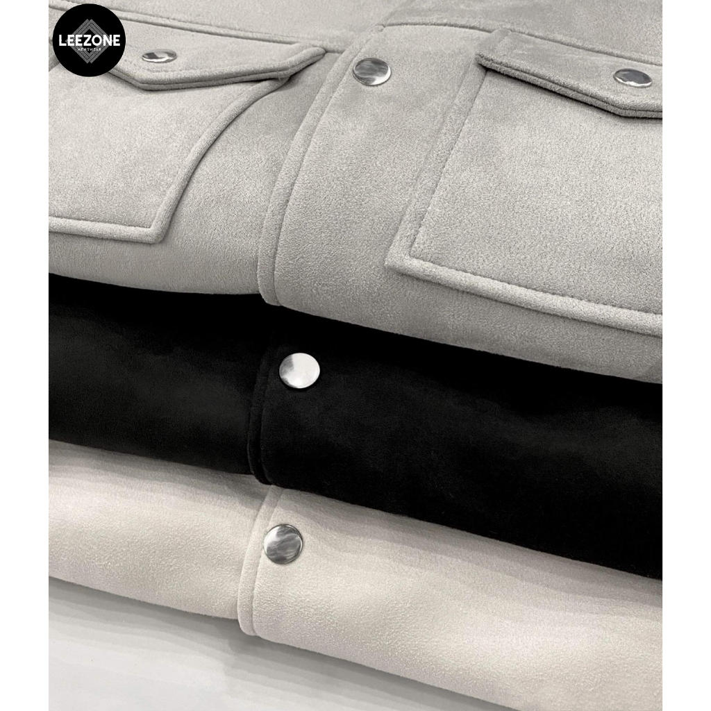 Áo khoác Da lộn nam LeeZone cao cấp | Da lộn trơn cúc bấm