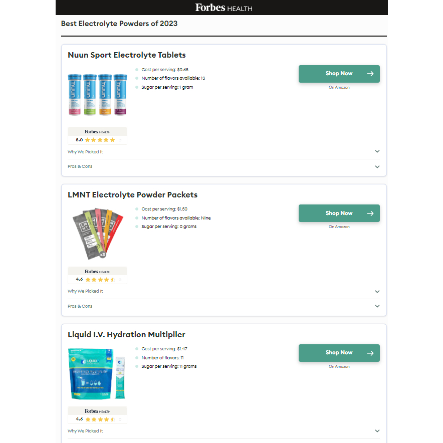 Viên sủi điện giải tốt nhất thế giới Forbes bình chọn : "NUUN Vitamin" 12 viên bổ sung vitamin khoáng chất