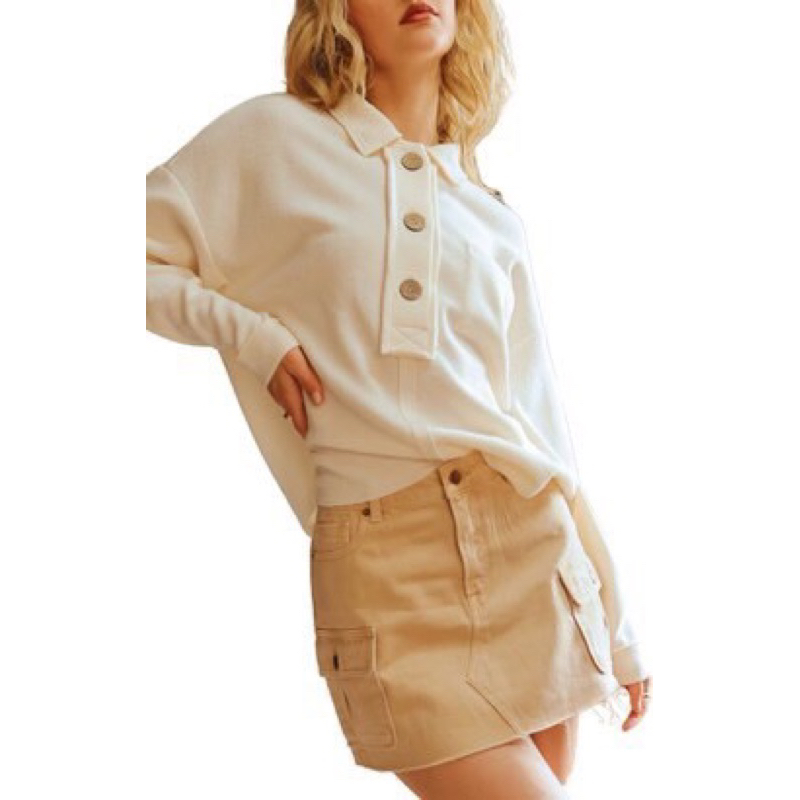 Áo sơ mi kiểu CHIPBONG hàng dư xịn áo sơmi nữ cách điệu 2 màu trắng nâu form rộng size XS S M L phong cách thanh lịch