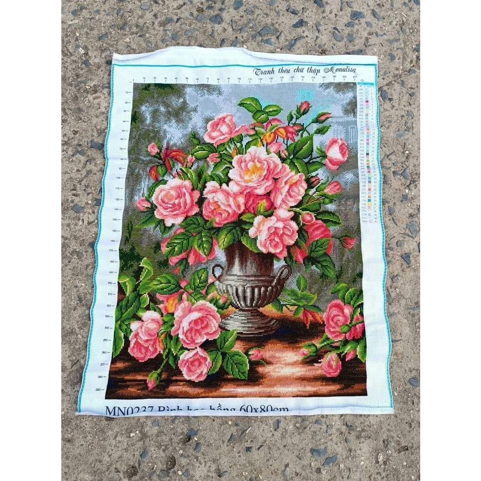 Tranh thêu chữ thập bình hoa hồng đẹp thêu kín nhiều mẫu mới A813 HH0911 MN0237 E238 E226