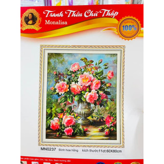 (KHO SỈ) tranh thêu chữ thập bình hoa hồng đẹp thêu kín nhiều mẫu mới A813 HH0911 MN0237 E238 E226