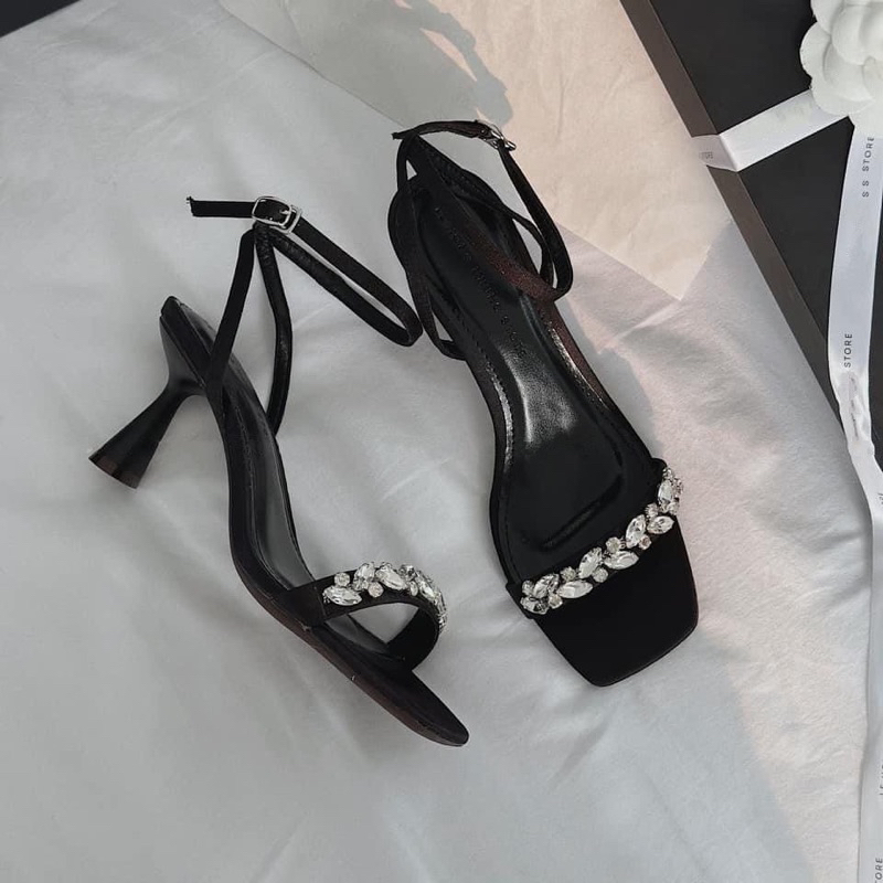 Giày Cao Gót Sandal Quai hậu khóa gài  - Giày Bánh Bèo mã Sandal Đá Khâu cao 5cm - 5p - 5 phân và 7cm 7P 7 Phân