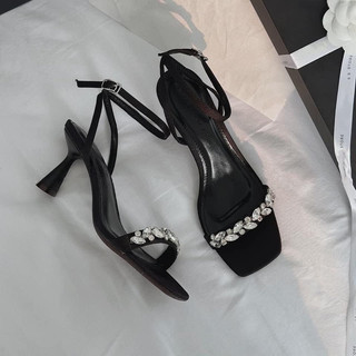 Giày Cao Gót Sandal Quai hậu khóa gài  - Giày Bánh Bèo mã Sandal Đá Khâu cao 5cm - 5p - 5 phân và 7cm 7P 7 Phân