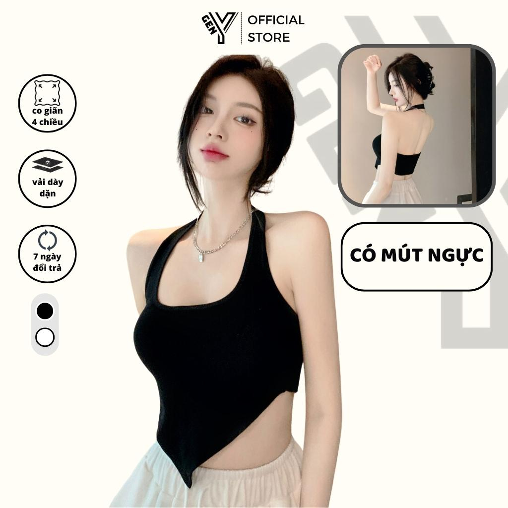 Áo yếm nữ có mút ngực GenY dáng áo croptop ôm body thiết kế vạt nhọn hack