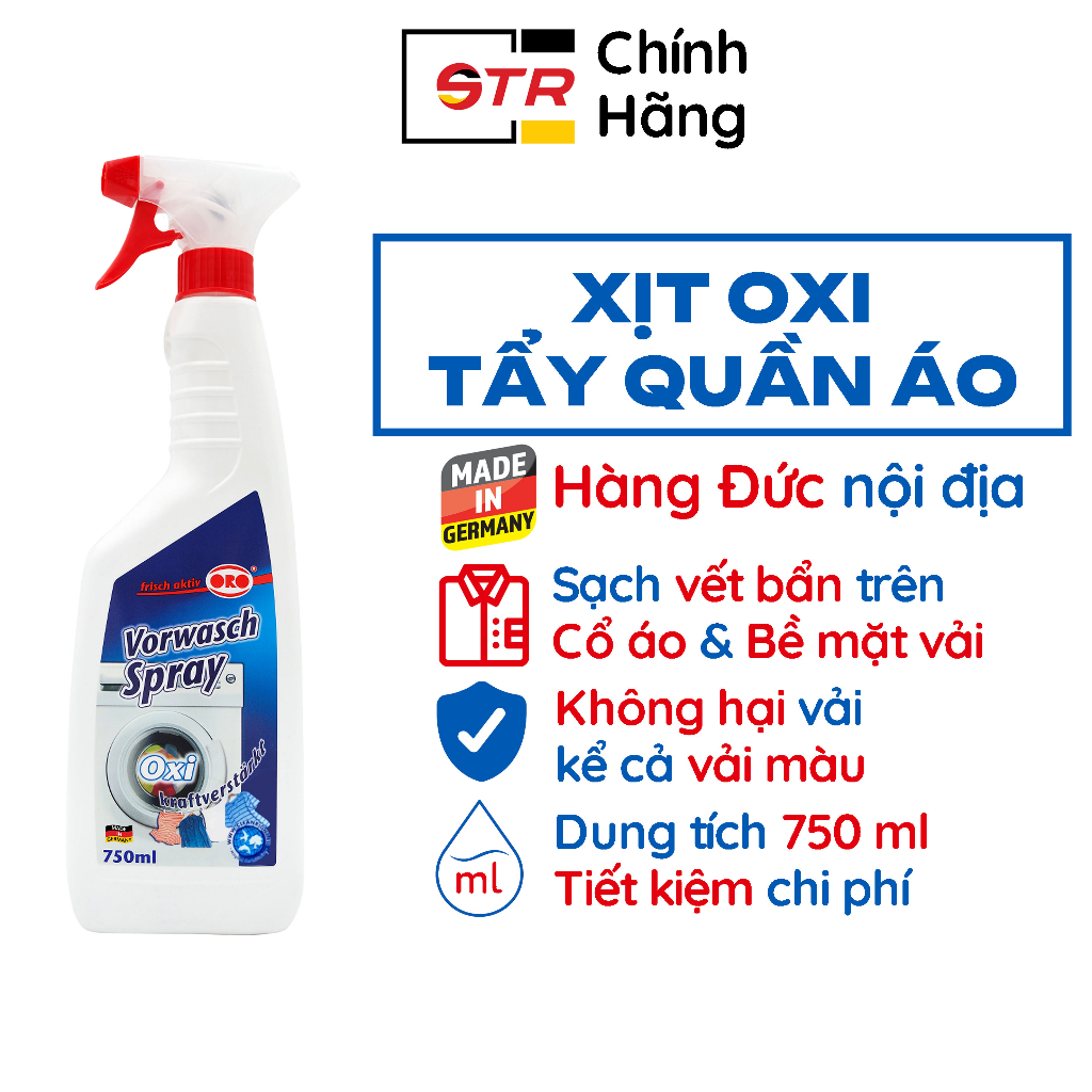 [Nội Địa Đức] Xịt Tẩy Ố Quần Áo ORO Tẩy Vết Bẩn, Tẩy Trắng Quần Áo, Không Hại Vải, Tẩy Cổ Áo, Tẩy Áo Màu, Tẩy Mốc