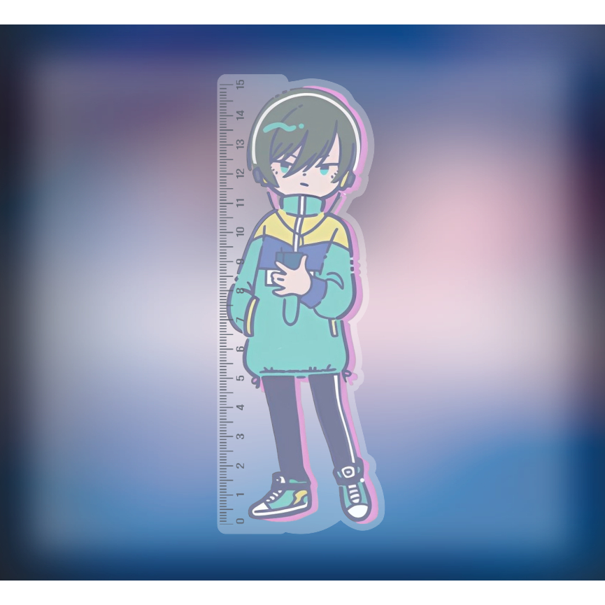 Mô hình Thước Kẻ Học Sinh - Sinh Viên dài 10-15cm In Hình nhân vật truyện tranh Blur Lock chibi NLP