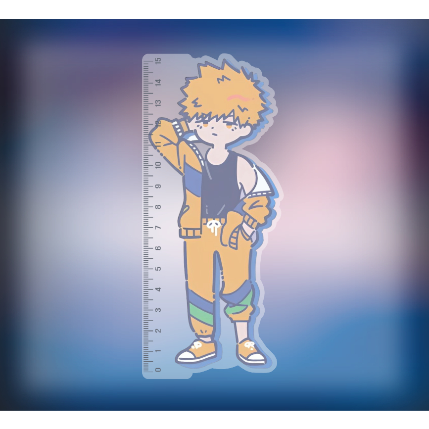Mô hình Thước Kẻ Học Sinh - Sinh Viên dài 10-15cm In Hình nhân vật truyện tranh Blur Lock chibi NLP