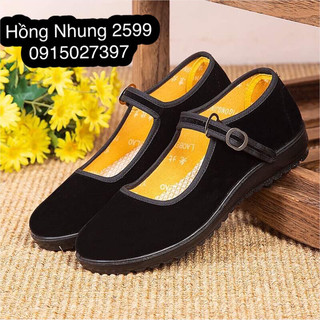 Giầy nhung đen đế nhẹ siêu êm cao 3 cm