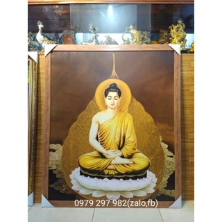 Tranh canvas hình phật 70x90 khung nhựa composite 2cm