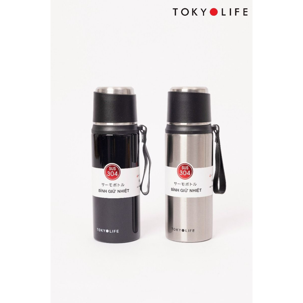 Bình giữ nhiệt tốt có khay lưới lọc trà, dây treo xách TOKYOLIFE C2BOT304L (7x8.2x26.5 cm/820 ml)