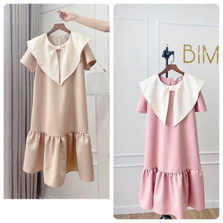 Đầm cổ nơ viền ngọc - bimi